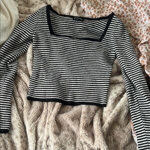 art class Black and White Striped Long Sleeve Top